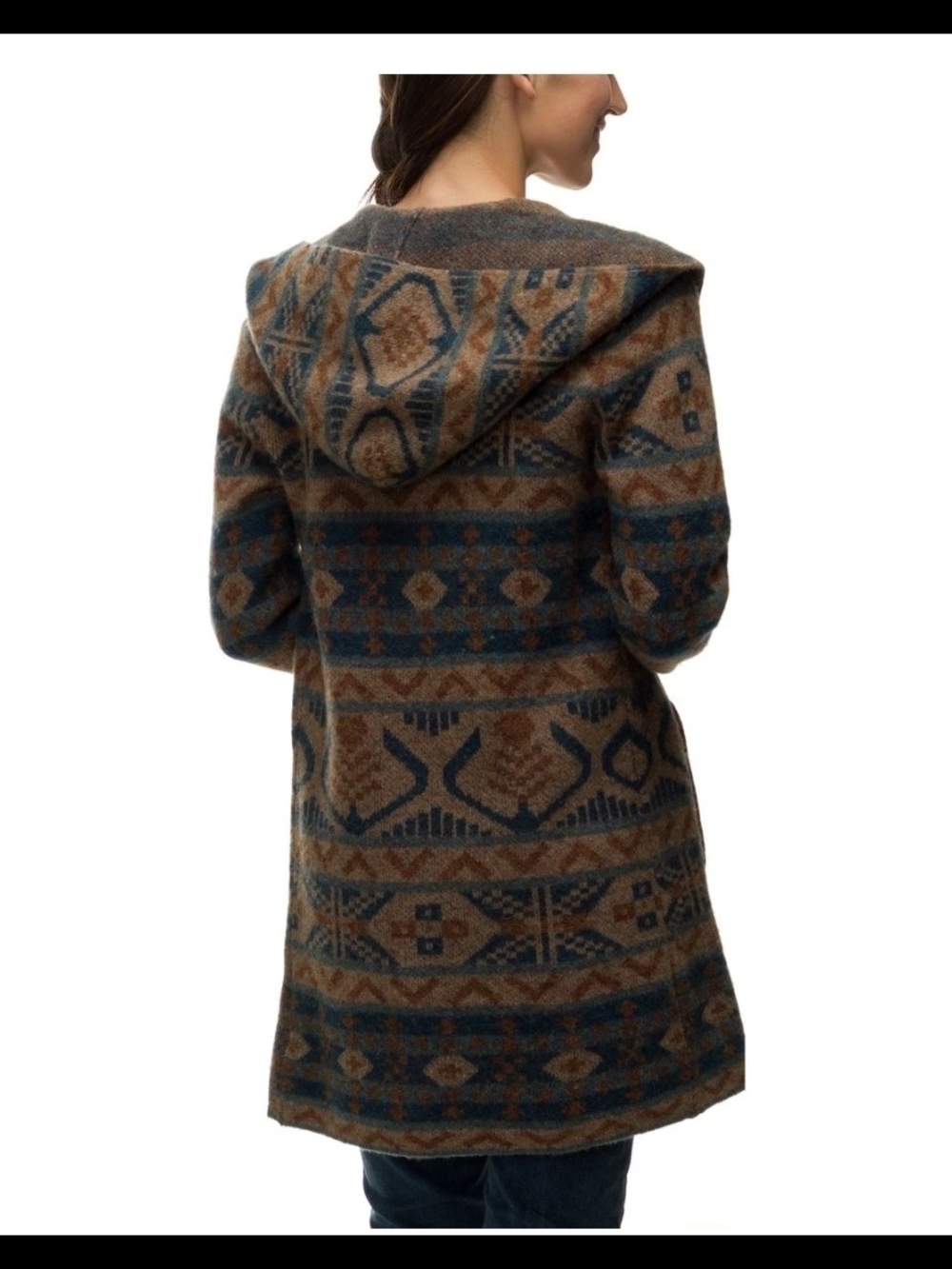 Toad&Co Coat Merino Merriet Hoddie– Blue & Brown